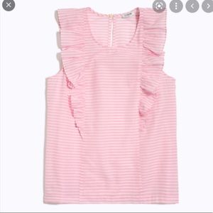 J.CREW Women’s Sleeveless Ruffle Top Style J1044 Striped Pink Size 10